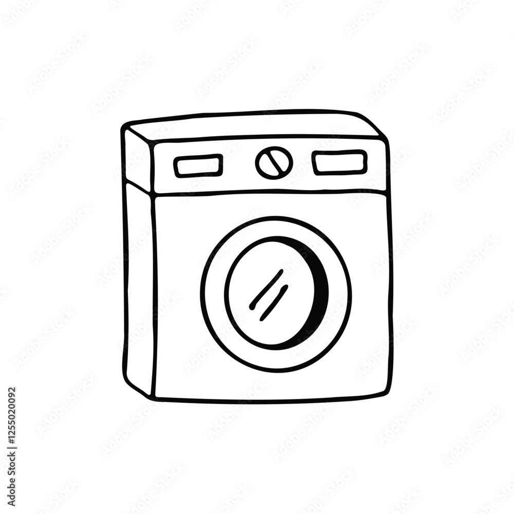 A Simple Line Drawing Of A Washing Machine