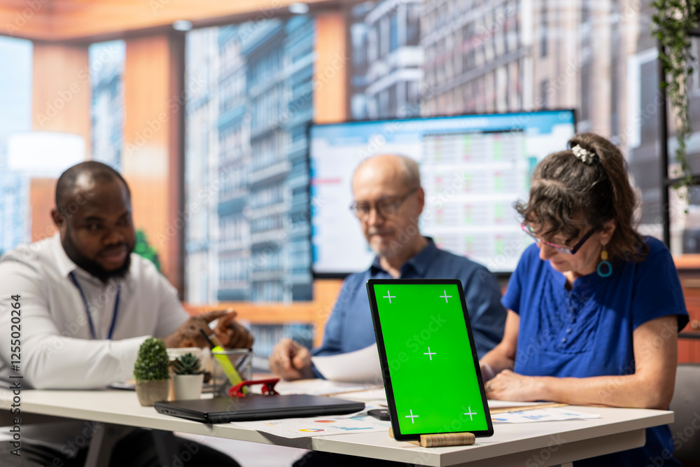 Elderly man and woman meeting with planner in modern office, isolated mockup display on laptop. Financial advisor helping people choose the suitable retirement plan for their income. Elderly man and woman meeting with planner in modern office, isolated mockup display on laptop. Financial advisor helping people choose the suitable retirement plan for their income.