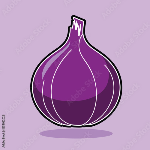 Fresh Vibrant Red Onion on a Vector Illustration.