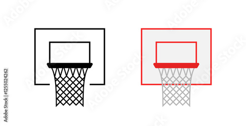 Black and red basketball hoops on white background. Vector icon