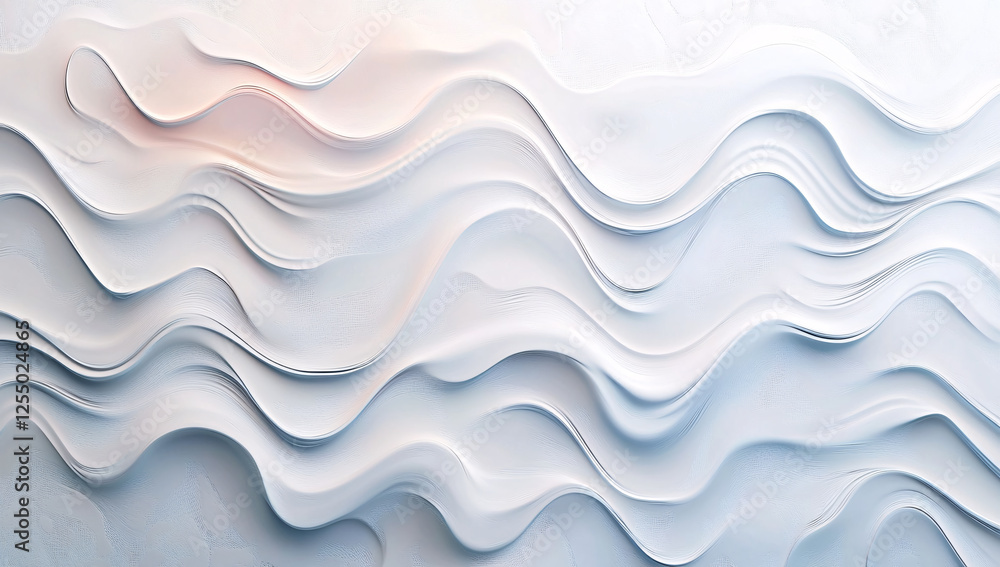 Fototapeta premium Elegant minimalist 3D wall design with wavy curves and shadows.