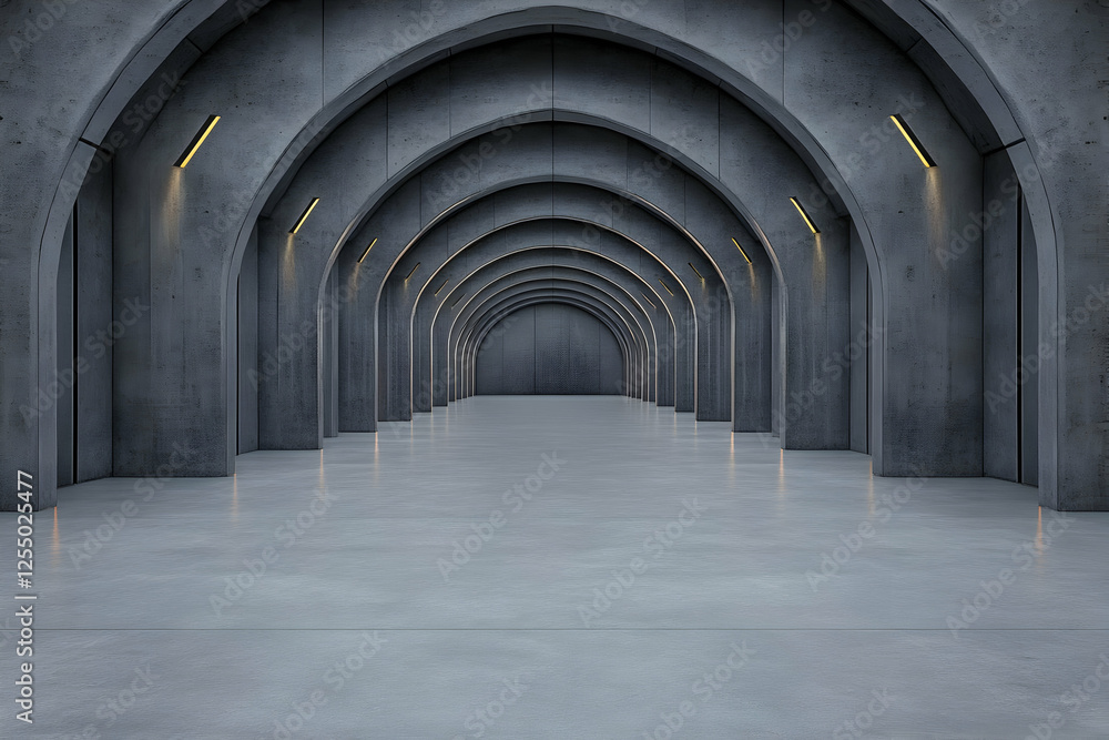 3D Render Grey Concrete Archway Background 3D Render Grey Concrete Archway Background