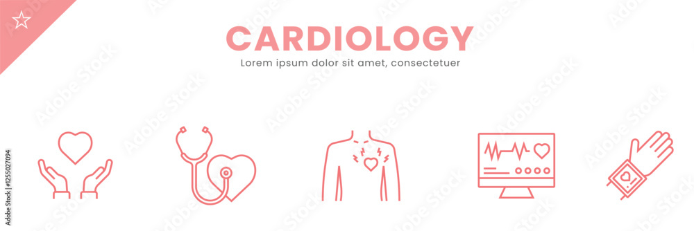 Cardiology line Icon Set . heart disease, therapy ,ecg. Vector Illustration Cardiology line Icon Set . heart disease, therapy ,ecg. Vector Illustration