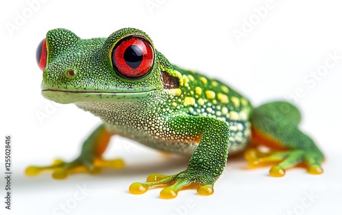 Close-up of a tiny red-eyed tree frog photo