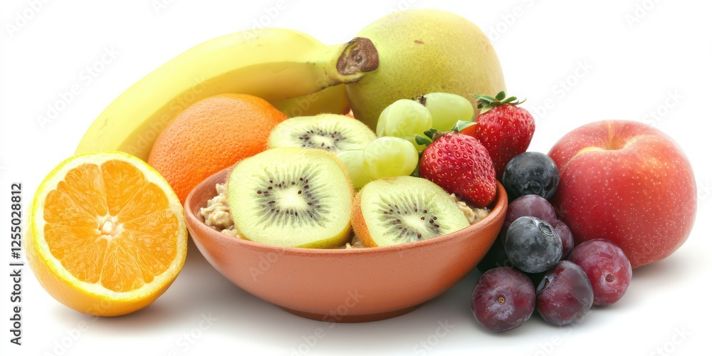 A bowl of oatmeal with fresh fruit, symbolizing a quick and easy breakfast. A bowl of oatmeal with fresh fruit, symbolizing a quick and easy breakfast.