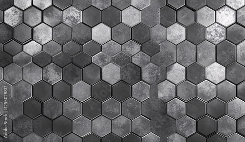 Modern abstract background of gray and silver hexagonal tiles photo