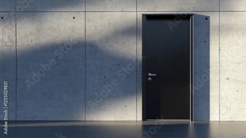 Wallpaper Mural Modern Black Door Against Concrete Wall: Minimalist Architectural Design Torontodigital.ca