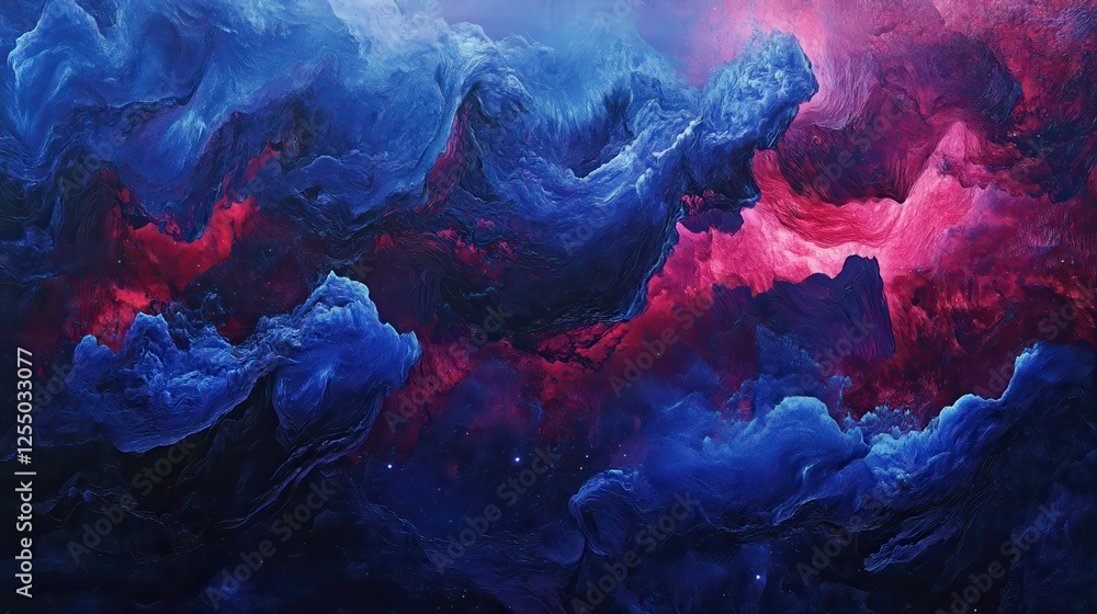 Iridescent space clouds in shades of blue and red shimmering amidst cosmic dust, iridescent, cosmic, blue Iridescent space clouds in shades of blue and red shimmering amidst cosmic dust, iridescent, cosmic, blue