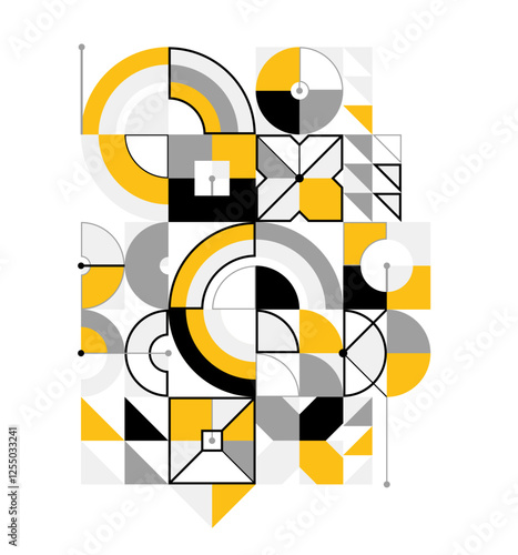 Abstract geometric pattern vector background isolated, tech style engine looks like composition, engineering draft style pattern, mechanism.