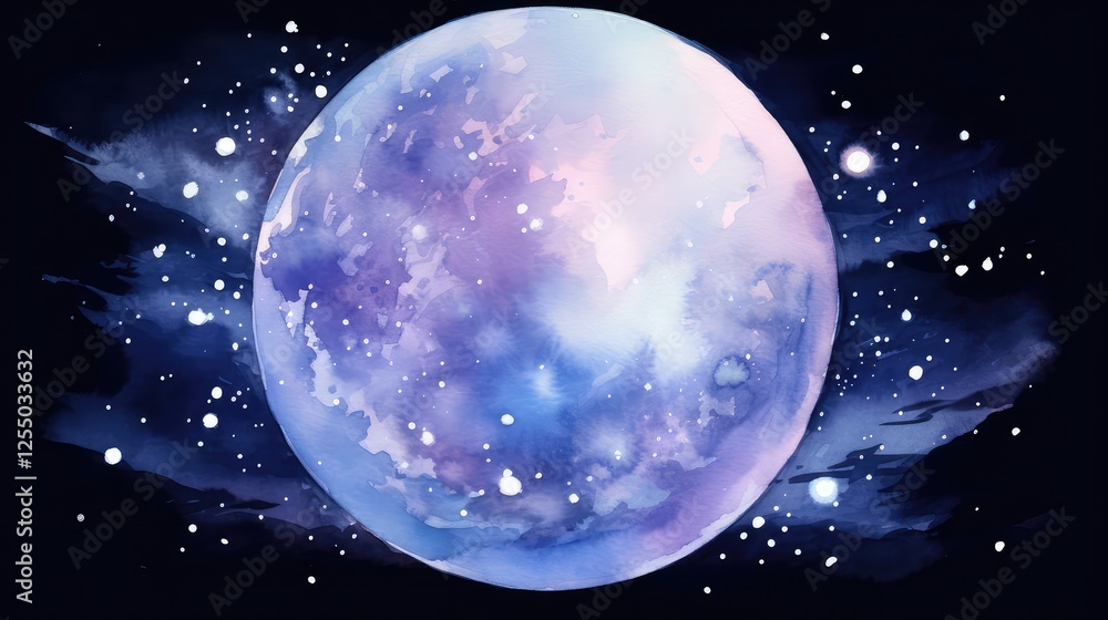 Obraz premium night water color moon