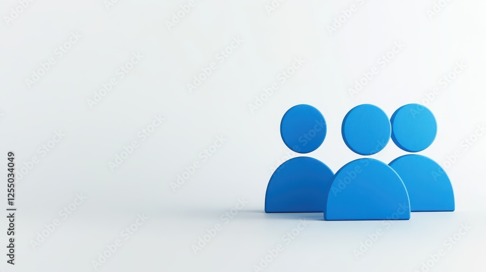 Three simplified blue figures are positioned closely on a flat white backdrop, symbolizing teamwork and connection in a minimalistic setting Three simplified blue figures are positioned closely on a flat white backdrop, symbolizing teamwork and connection in a minimalistic setting