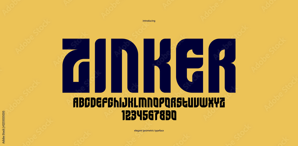 Fototapeta premium Geometric bold elegant sans serif typeface, vector thick minimal simple minimal font, retro poster and advertising letters and numbers alphabet for logos headers or slogans.