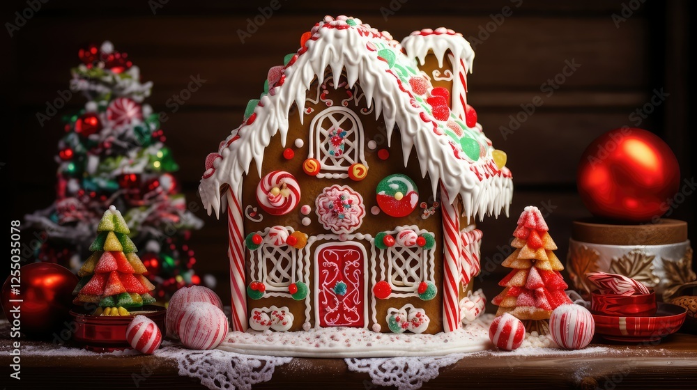 Fototapeta premium canes gingerbread house kit