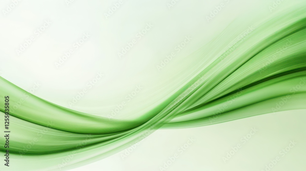 Gentle green waves flow smoothly across a light backdrop, creating a serene and tranquil mood. The soft curves evoke a sense of relaxation and peace Gentle green waves flow smoothly across a light backdrop, creating a serene and tranquil mood. The soft curves evoke a sense of relaxation and peace