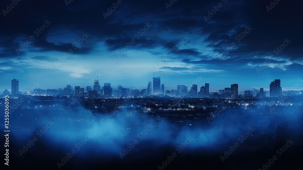 Fototapeta premium skyline black and blue smoke