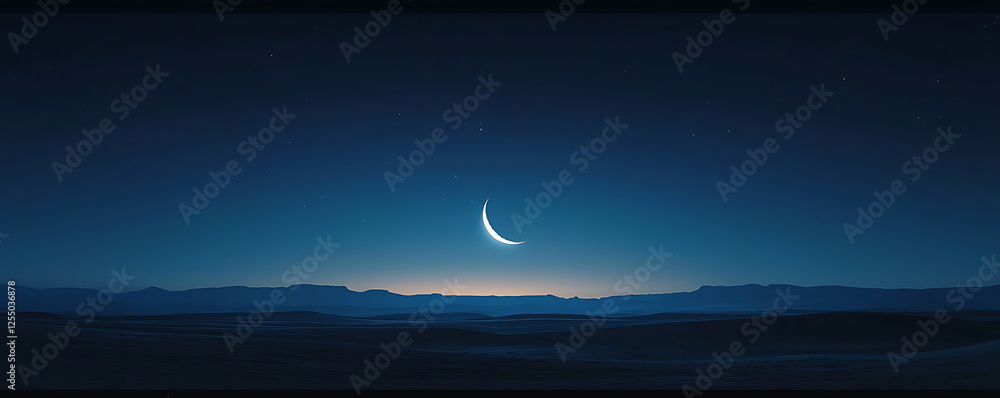 Minimalist night sky with a crescent moon Minimalist night sky with a crescent moon