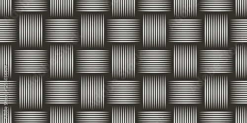 Traditional lacing wicker seamless pattern, vector weaving geometric repeat abstract background, interlacing rattan knitting tiling wallpaper.