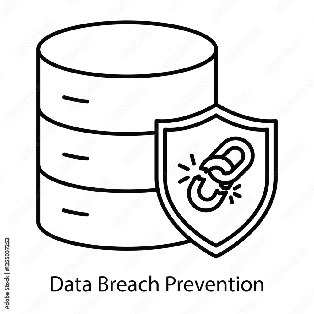 Data Breach Prevention Icon – Broken Chain with Shield Representing Defense Against Unauthorized Access Data Breach Prevention Icon – Broken Chain with Shield Representing Defense Against Unauthorized Access