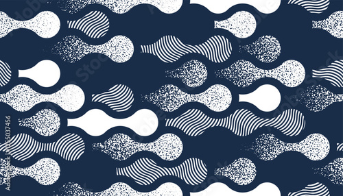 Runny water seamless pattern, vector waves lines geometric abstract background, liquid in motion endless wallpaper.