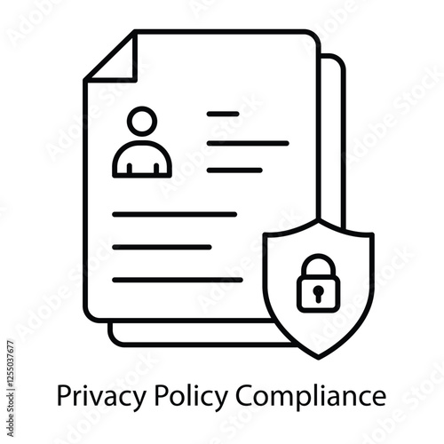 Privacy Policy Compliance Icon – Document with Shield Representing Adherence to Data Protection Regulations.