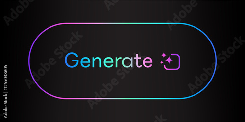Generate AI button, Artificial Intelligence rainbow colorful Gradient Text icon badge, Generate text Typography and Magic star icon Ai logo. for website or application image generator