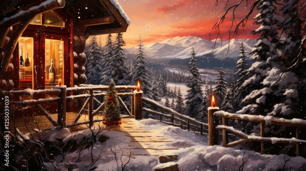 Fototapeta premium cabin wine snow