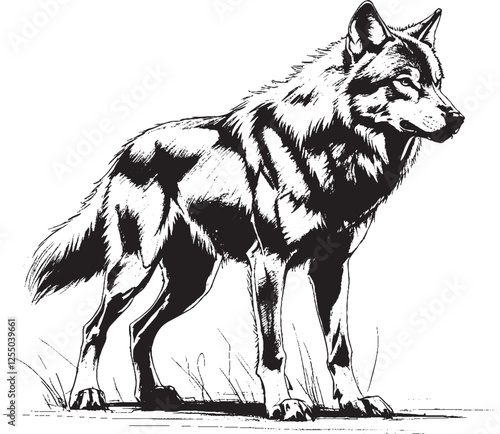 wolf black and white cartoon