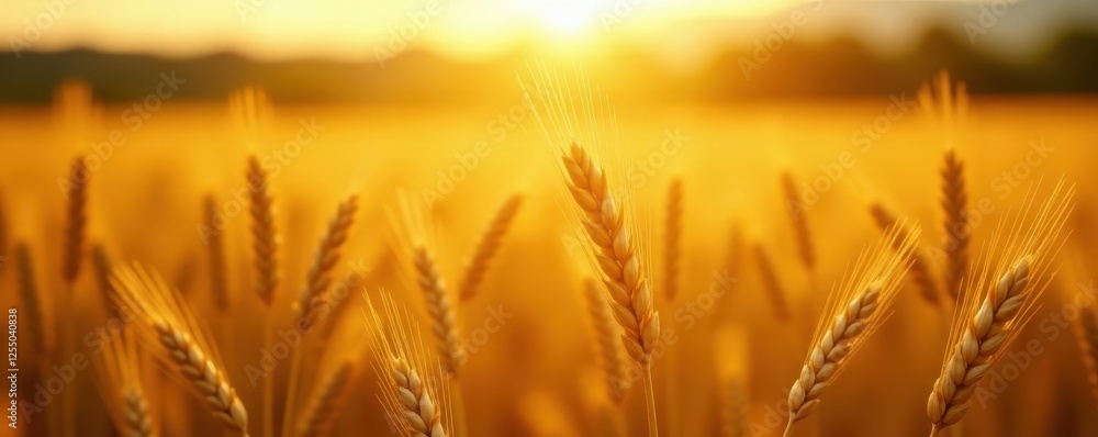 Sunlit wheat field, golden stalks waving gently , growth, cereal Sunlit wheat field, golden stalks waving gently , growth, cereal