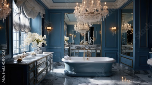 freestanding blue bathroom