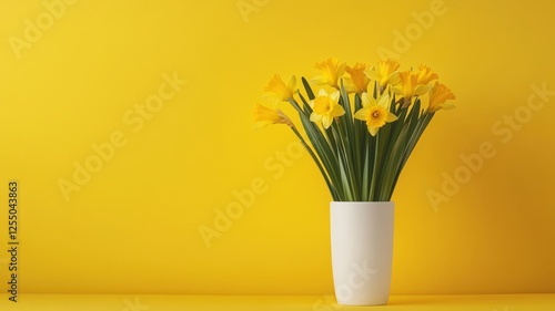 Wallpaper Mural Bright daffodils in a vase against a yellow background Torontodigital.ca