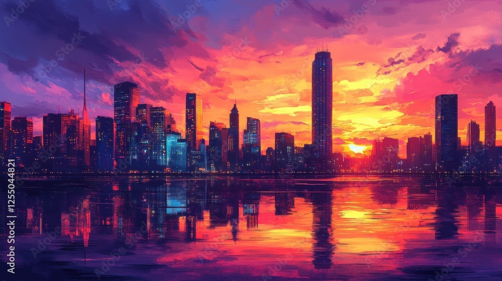 Skyscraper Sunset Reflection Skyscraper Sunset Reflection