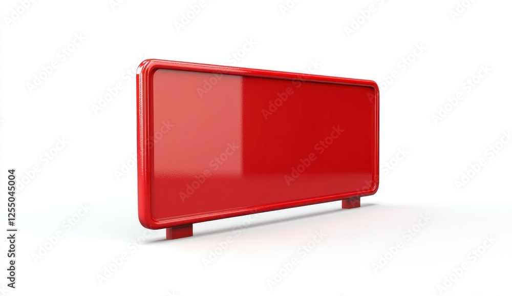 Fototapeta premium Red rectangular blank signboard on white background.