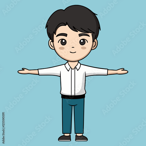 korean  men 25 year old in T-pose character