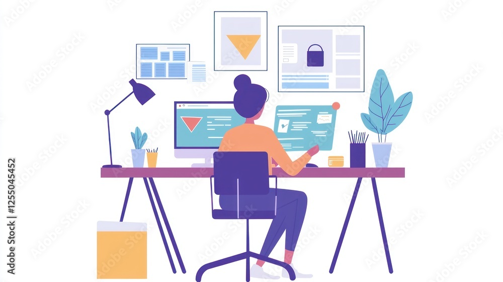Excellent freelancer working on a digital marketing project in a bright home office, focusing on creativity Excellent freelancer working on a digital marketing project in a bright home office, focusing on creativity