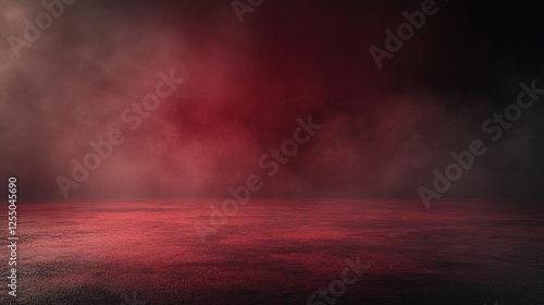 Red smoky dark background with floor.