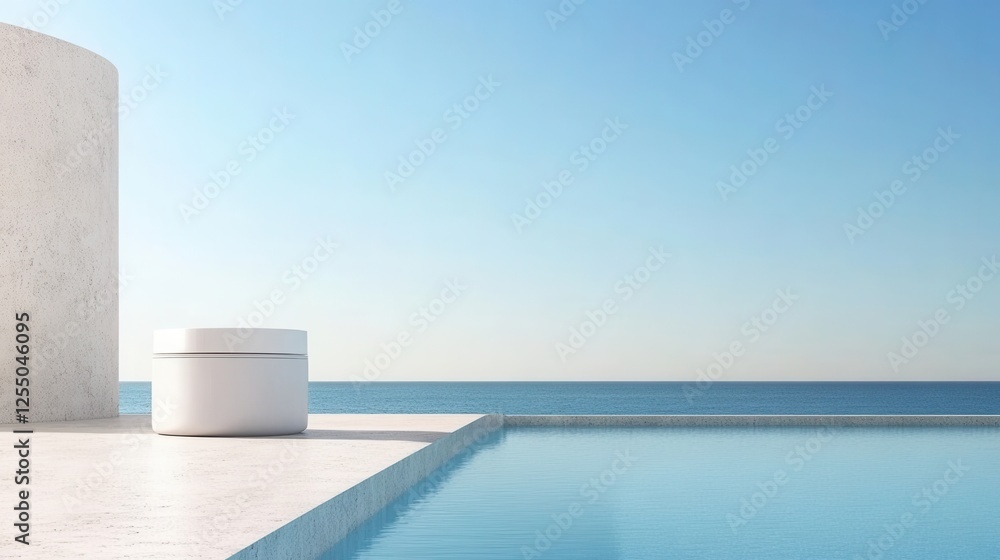 Modern minimalist poolside with ocean view Modern minimalist poolside with ocean view