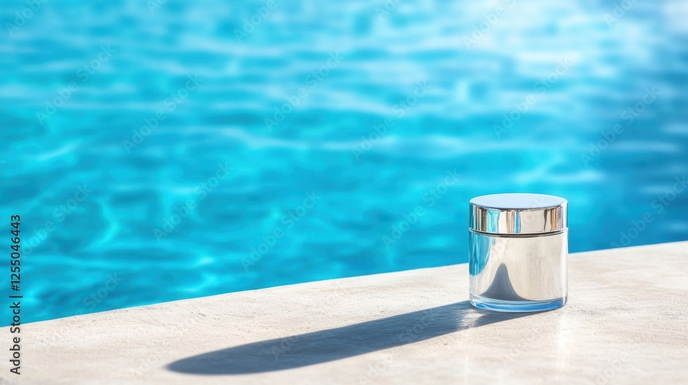 Naklejka premium Skincare product pool with refreshing water reflection
