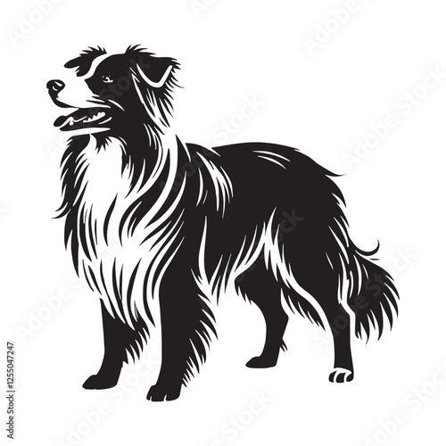 Distinct Australian Shepherd silhouette with well-defined features - Australian Shepherd illustration - minimal Australian Shepherd vector - dog silhouette
