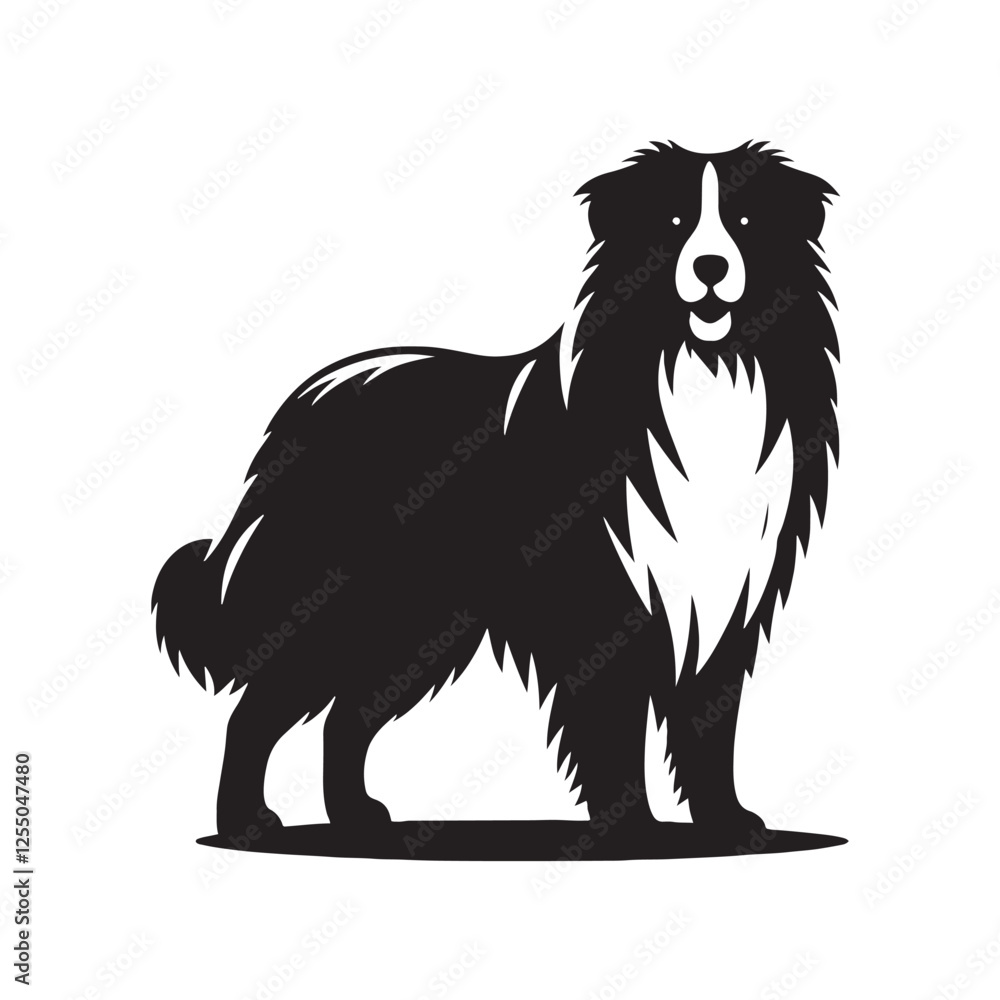 Obraz premium Australian Shepherd silhouette with bold lines and sharp angles - Australian Shepherd illustration - minimal Australian Shepherd vector - dog silhouette 