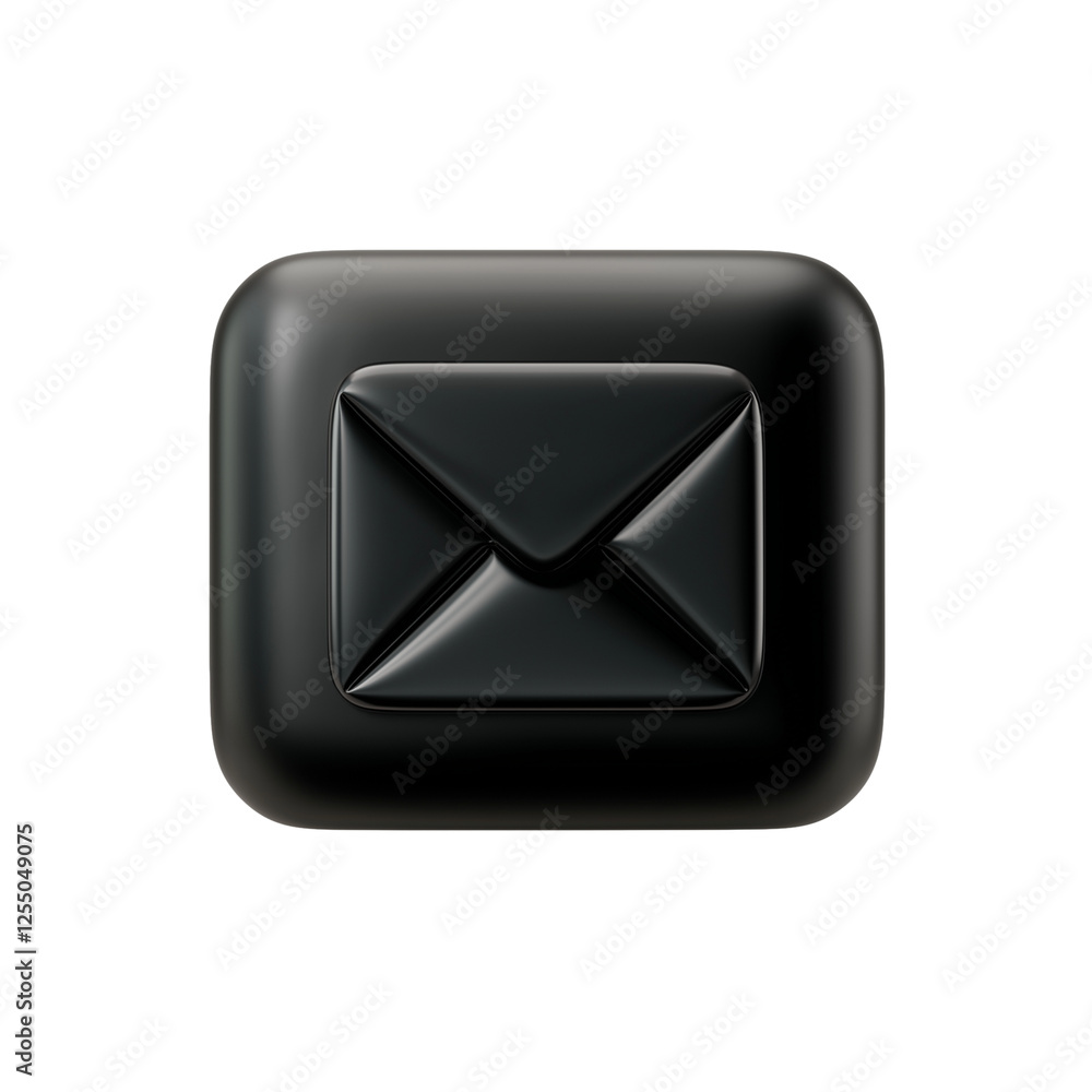 3D icon of black encrypted email symbol isolated on transparent white background 3D icon of black encrypted email symbol isolated on transparent white background