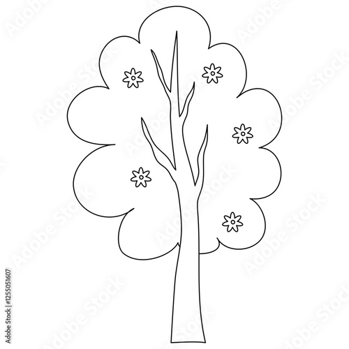 outline coloring tree illustration