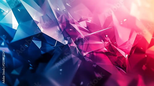 Abstract geometric crystals, vibrant colors, digital art, background, graphic design photo