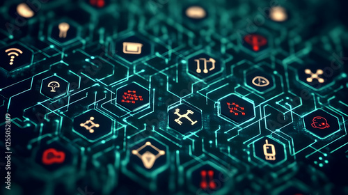 Abstract 3D Tech Hexagon Network Illustration