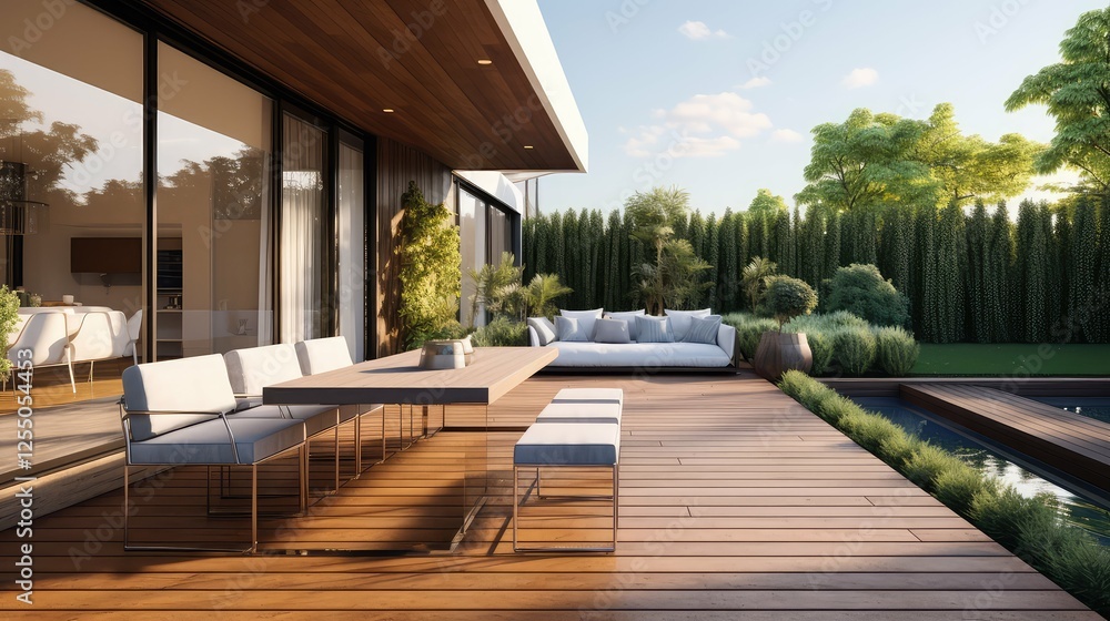 Fototapeta premium minimalist house with deck