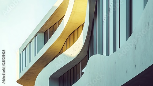 Modern architectural building facade with curved lines. Possible use for showcasing modern design photo