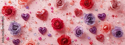 hearts and roses background . greeting card photo