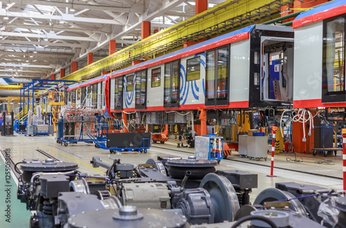 Assembly of a modern subway car.
