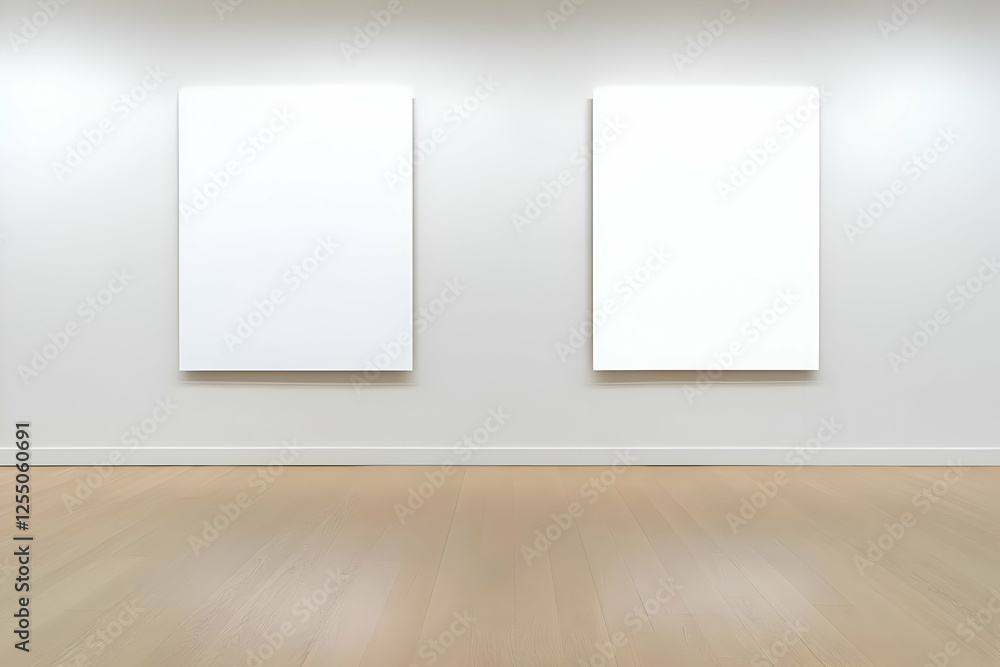 Empty Gallery Mockup Two White Canvases Empty Gallery Mockup Two White Canvases
