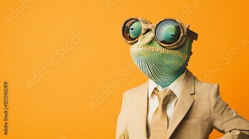 Sophisticated Chameleon in Suit and Goggles