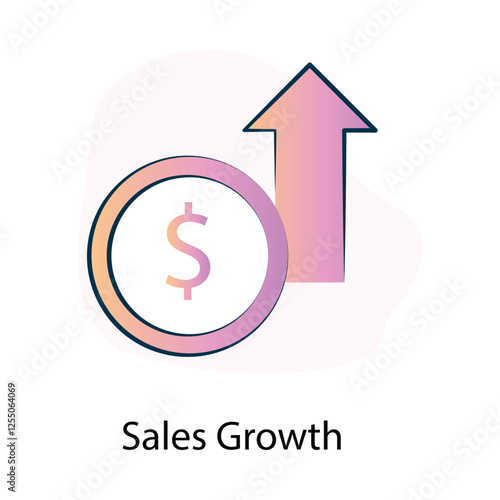 Vector icon for sales growth in business management. Represents increased revenue, customer engagement, and performance improvement.